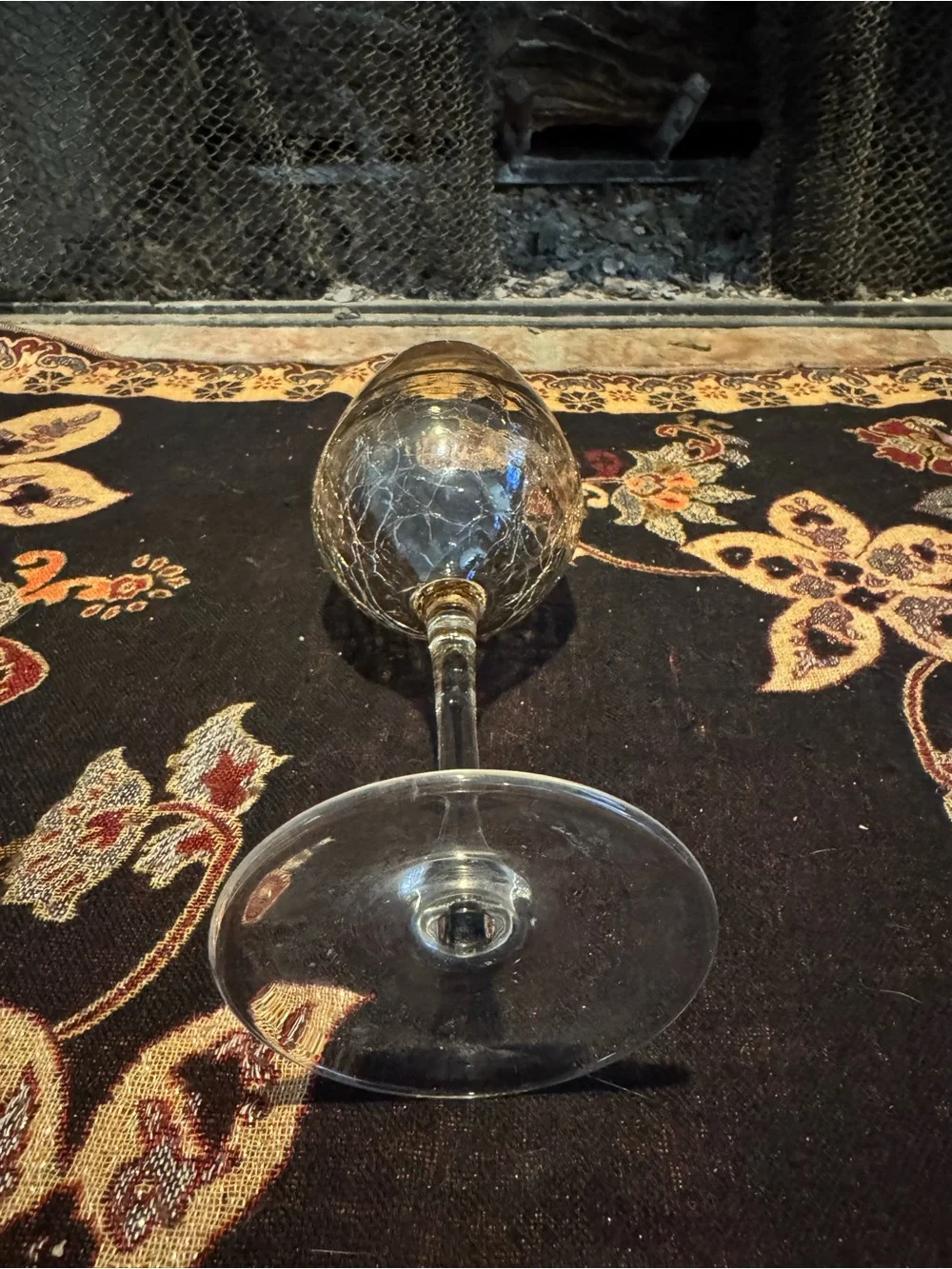 Pier 1 Imports amber crackle wine glass